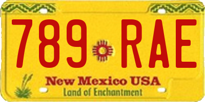 NM license plate 789RAE