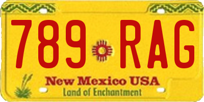 NM license plate 789RAG