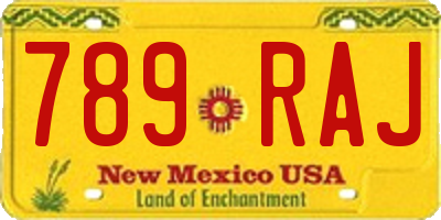 NM license plate 789RAJ