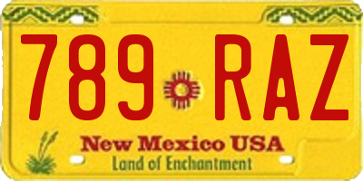 NM license plate 789RAZ