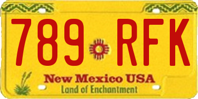 NM license plate 789RFK