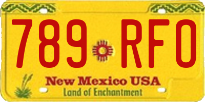 NM license plate 789RFO