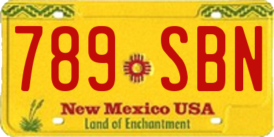 NM license plate 789SBN