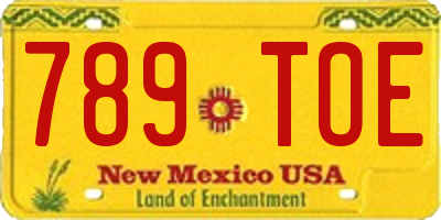 NM license plate 789TOE