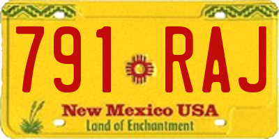 NM license plate 791RAJ