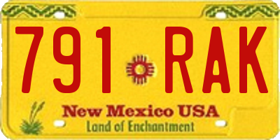 NM license plate 791RAK