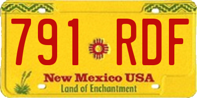NM license plate 791RDF