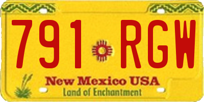 NM license plate 791RGW