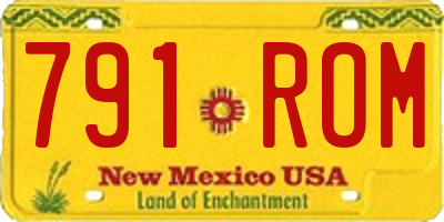 NM license plate 791ROM