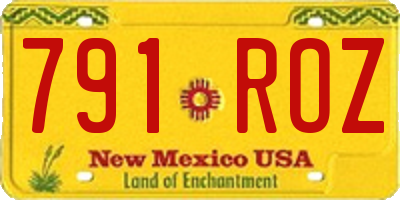 NM license plate 791ROZ