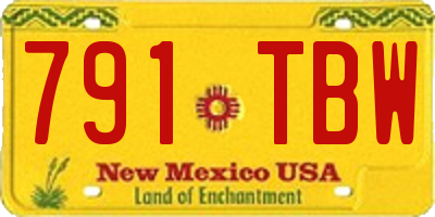 NM license plate 791TBW