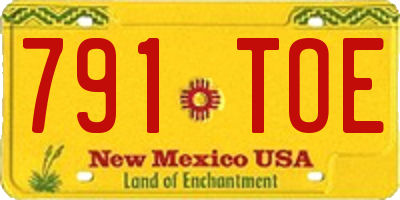 NM license plate 791TOE
