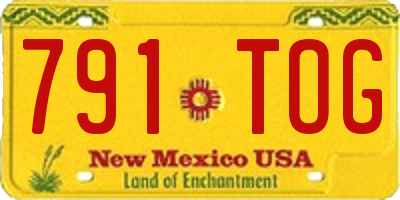 NM license plate 791TOG
