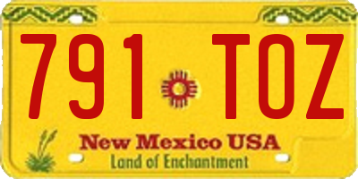 NM license plate 791TOZ