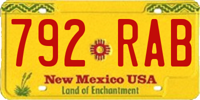 NM license plate 792RAB