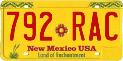 NM license plate 792RAC