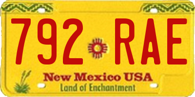 NM license plate 792RAE