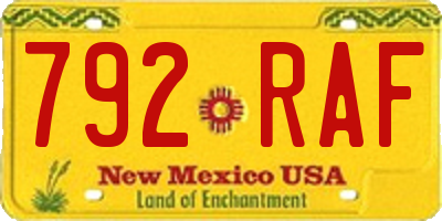 NM license plate 792RAF