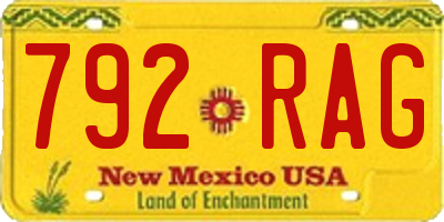 NM license plate 792RAG