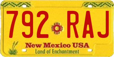 NM license plate 792RAJ