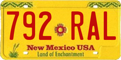 NM license plate 792RAL