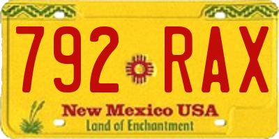 NM license plate 792RAX