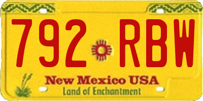 NM license plate 792RBW
