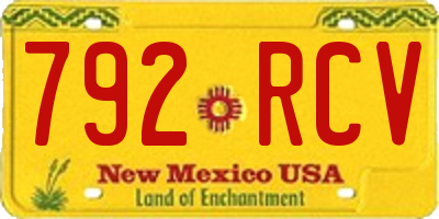 NM license plate 792RCV