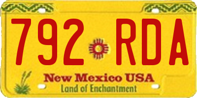 NM license plate 792RDA