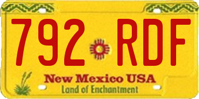 NM license plate 792RDF