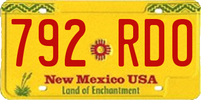 NM license plate 792RDO