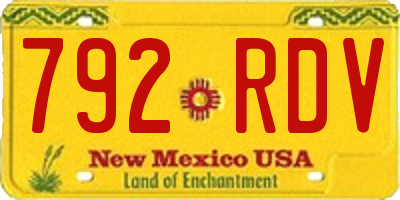 NM license plate 792RDV