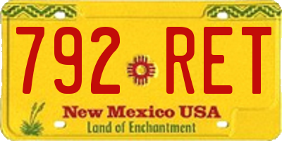 NM license plate 792RET