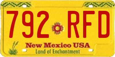 NM license plate 792RFD