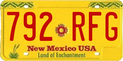 NM license plate 792RFG