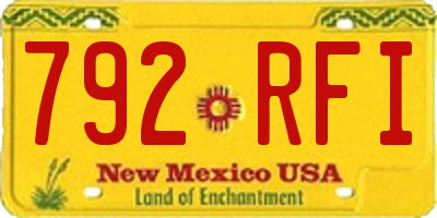 NM license plate 792RFI