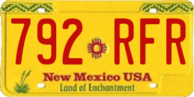 NM license plate 792RFR