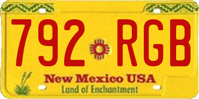 NM license plate 792RGB