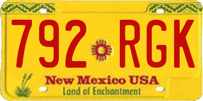 NM license plate 792RGK