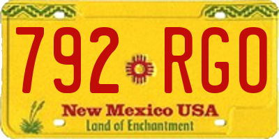 NM license plate 792RGO