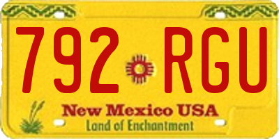 NM license plate 792RGU