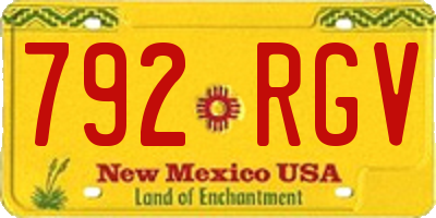 NM license plate 792RGV