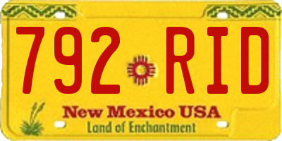 NM license plate 792RID