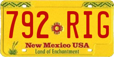 NM license plate 792RIG