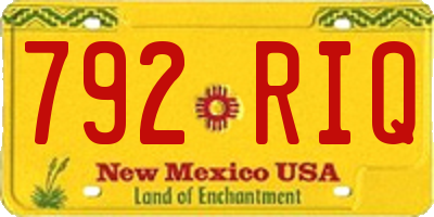 NM license plate 792RIQ