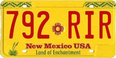 NM license plate 792RIR