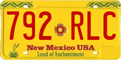 NM license plate 792RLC