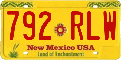 NM license plate 792RLW