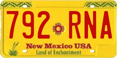 NM license plate 792RNA