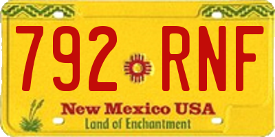 NM license plate 792RNF